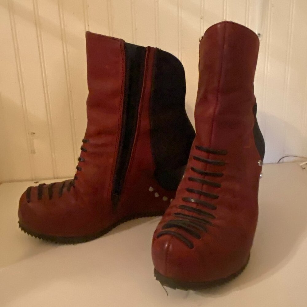John Fluevog - Red Maleika Boots Size 9